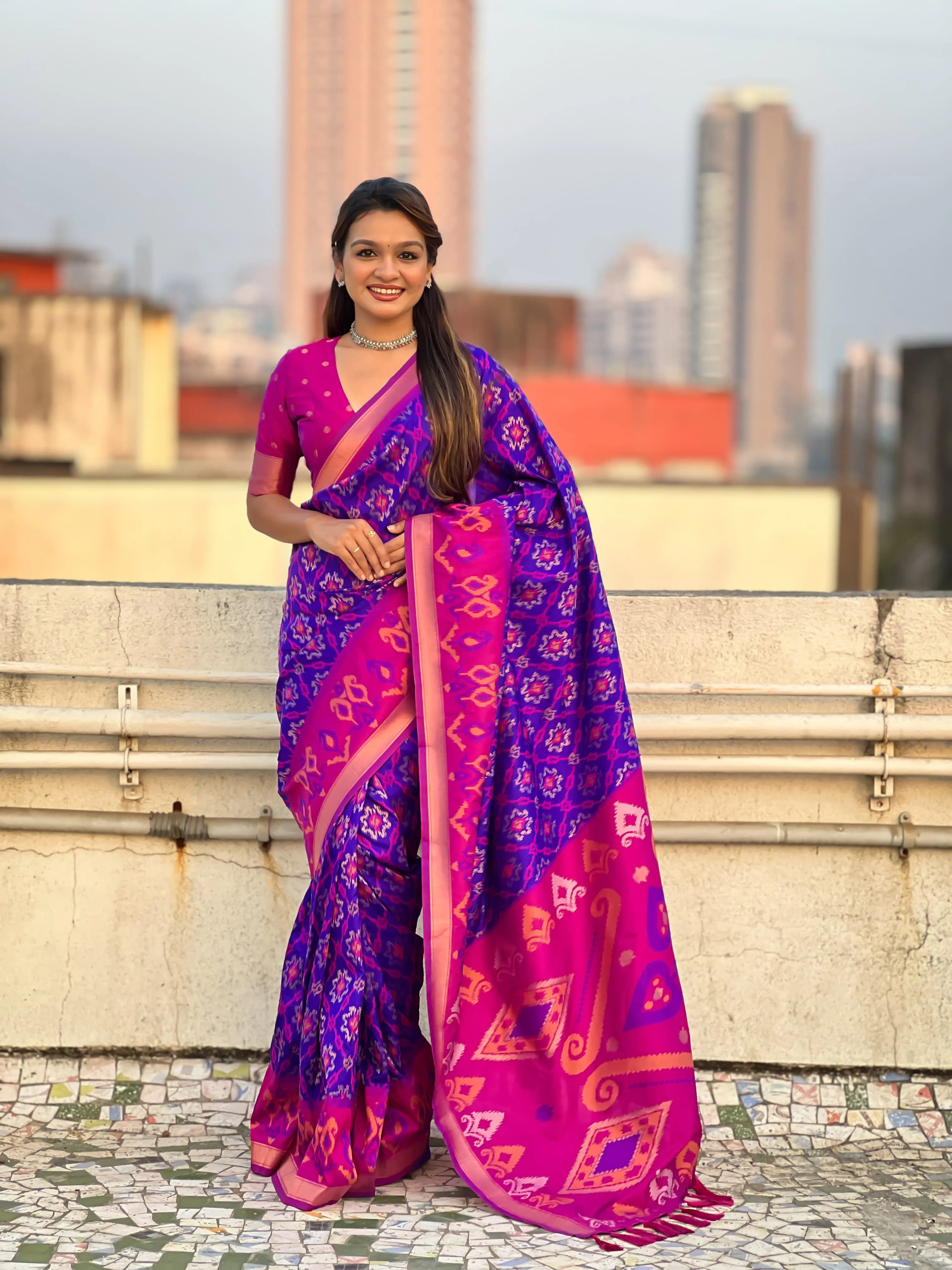 Buy Satarangi Ikkat Premium Saree in Surat - Reseller Bazzar